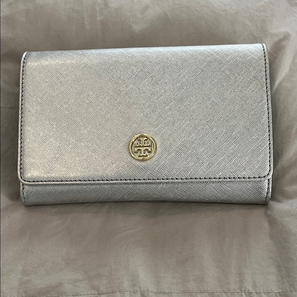 Tory Burch Metallic Silver Clutch